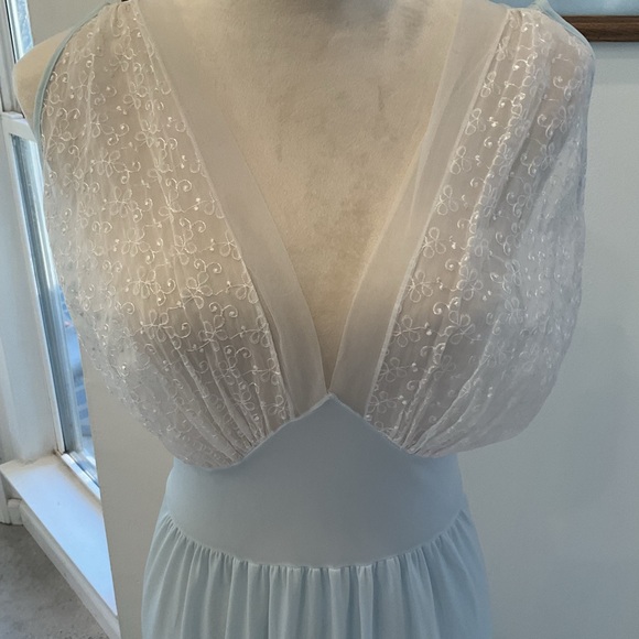 Caresse Blue and White Lace Chemise - Picture 4 of 13